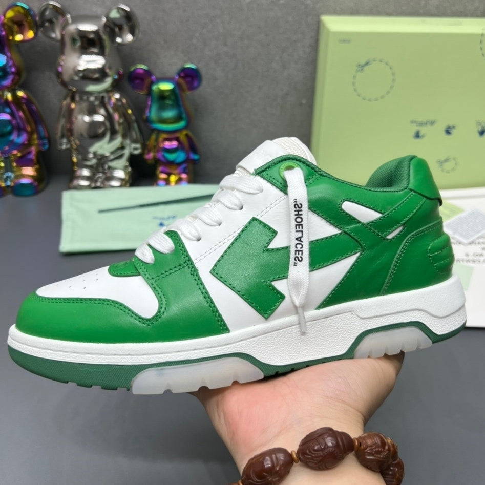OFF-Whlte Arrow Logo Leather Sneakers #42 4-Bar
