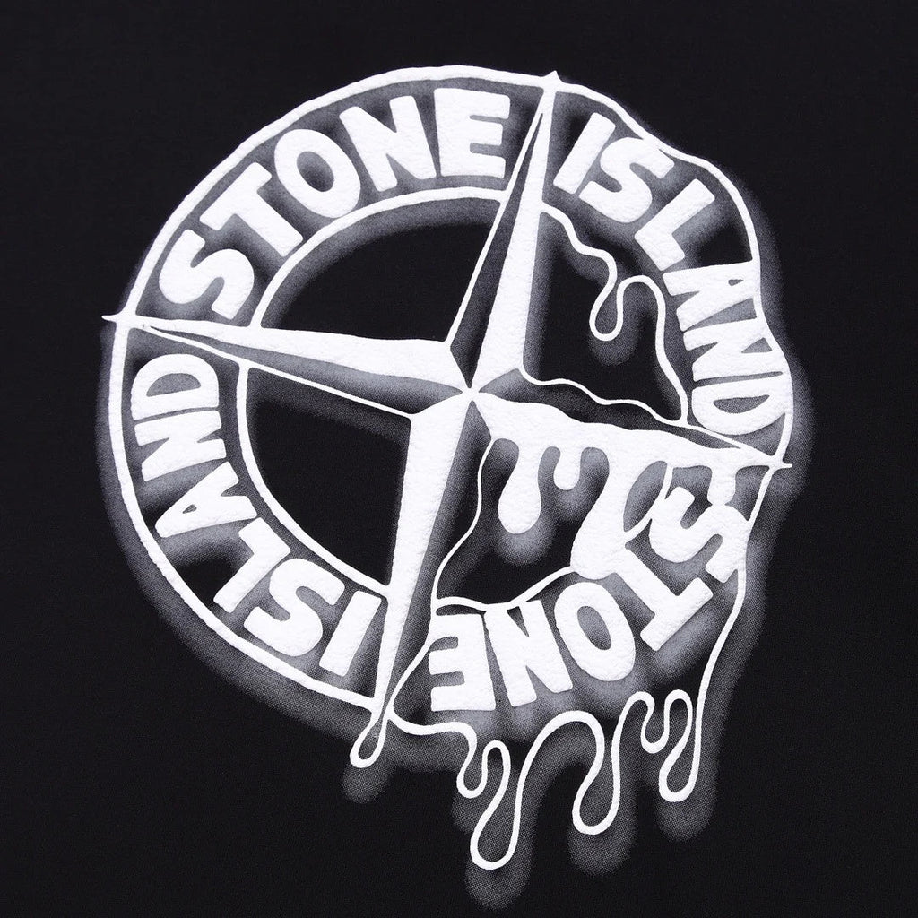 Stone Island Melting Compass Graphic Cotton T-Shirt - Black product detail view