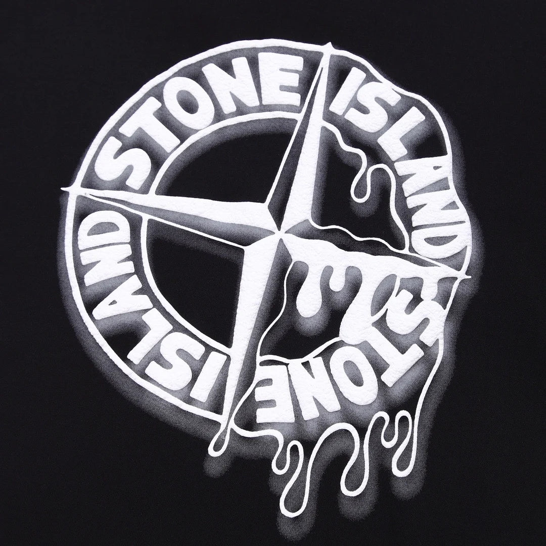Stone Island Melting Compass Graphic Cotton T-Shirt - Black product detail view