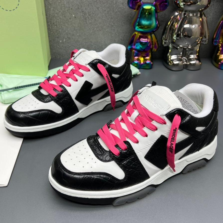 OFF-Whlte Arrow Logo Leather Sneakers #41 4-Bar