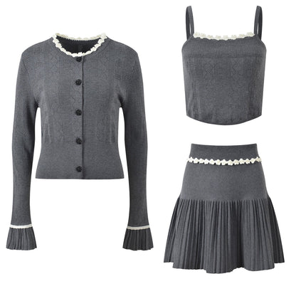 2025SS Cardigan + vest + skirt three-piece set THOM TREND