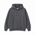 Stone Island Washed Compass Badge Pullover Hoodie - Gray front view