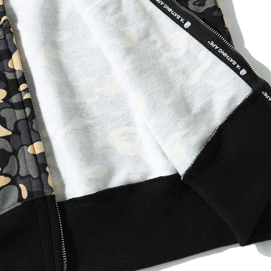 BAPE Black Camo Double-Hood Shark Zip Hoodie product view 7