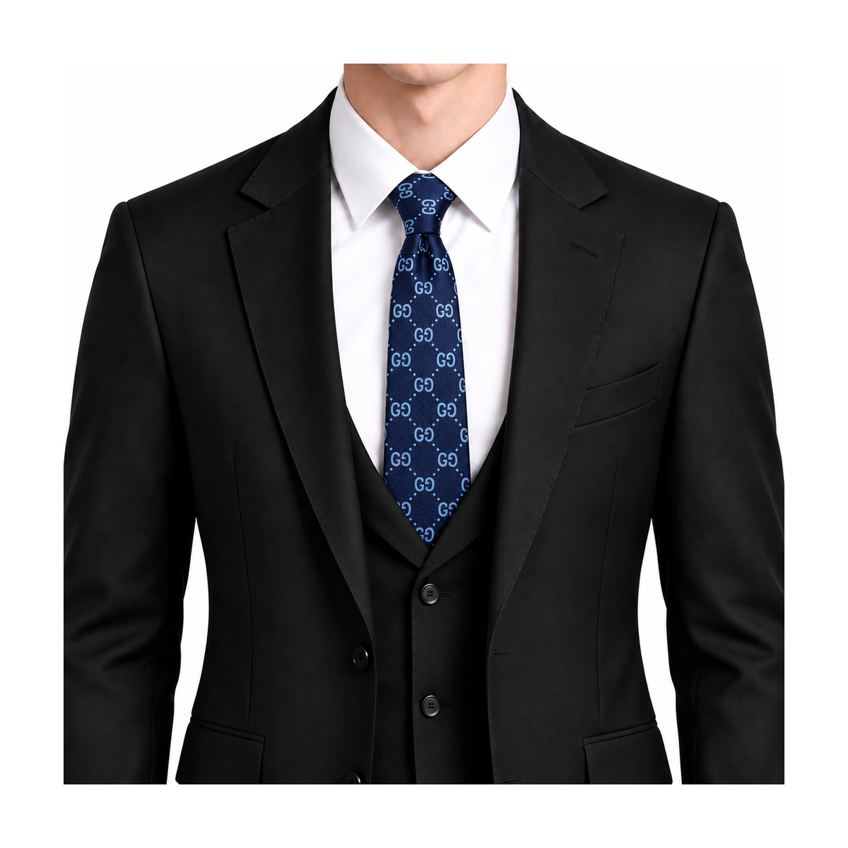 Gucci Style Men's GG Monogram Silk Tie - Model Main Image
