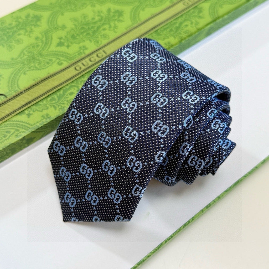 Gucci Style Men's GG Monogram Silk Tie - Detail Image 2
