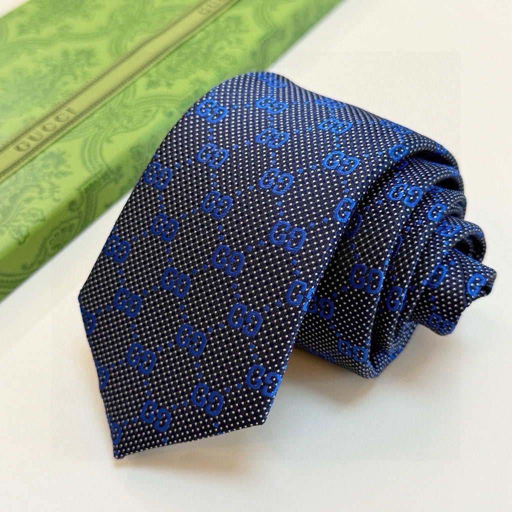Gucci Style Men's GG Monogram Silk Tie - Detail Image 3