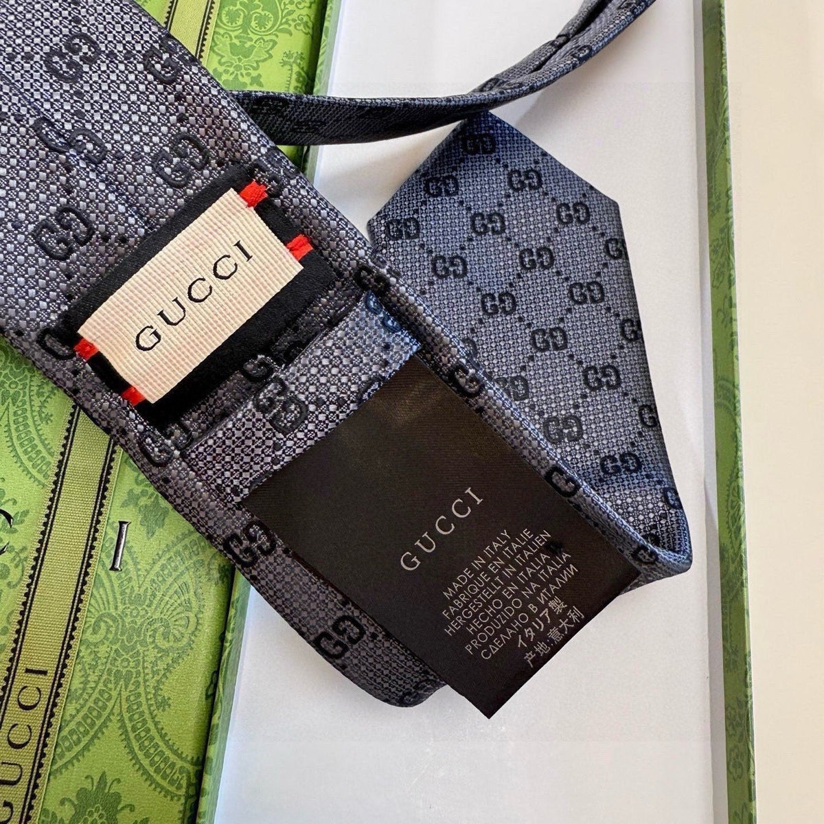 Gucci Style Men's GG Monogram Silk Tie - Detail Image 8