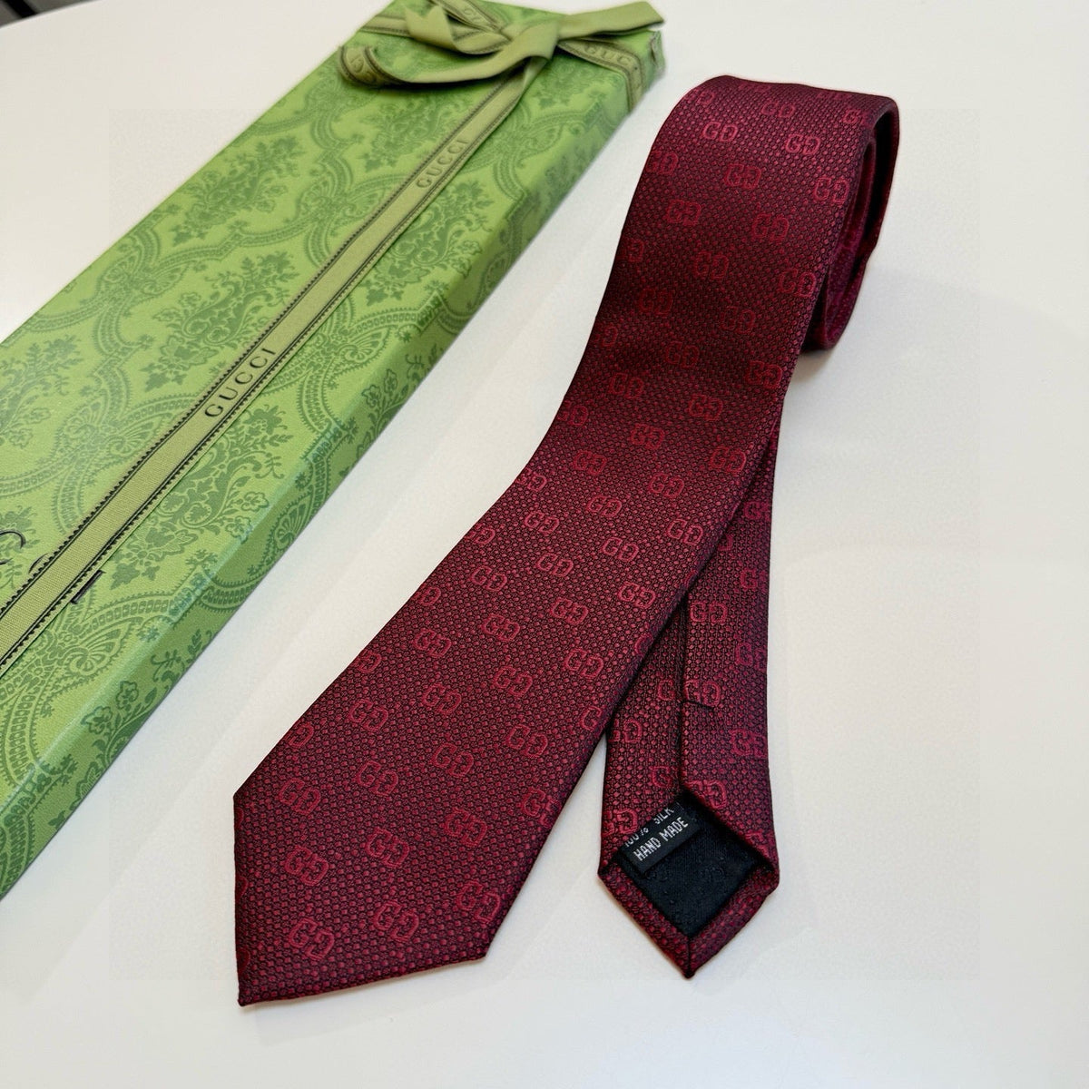 Gucci Style Men's GG Monogram Silk Tie - Detail Image 10