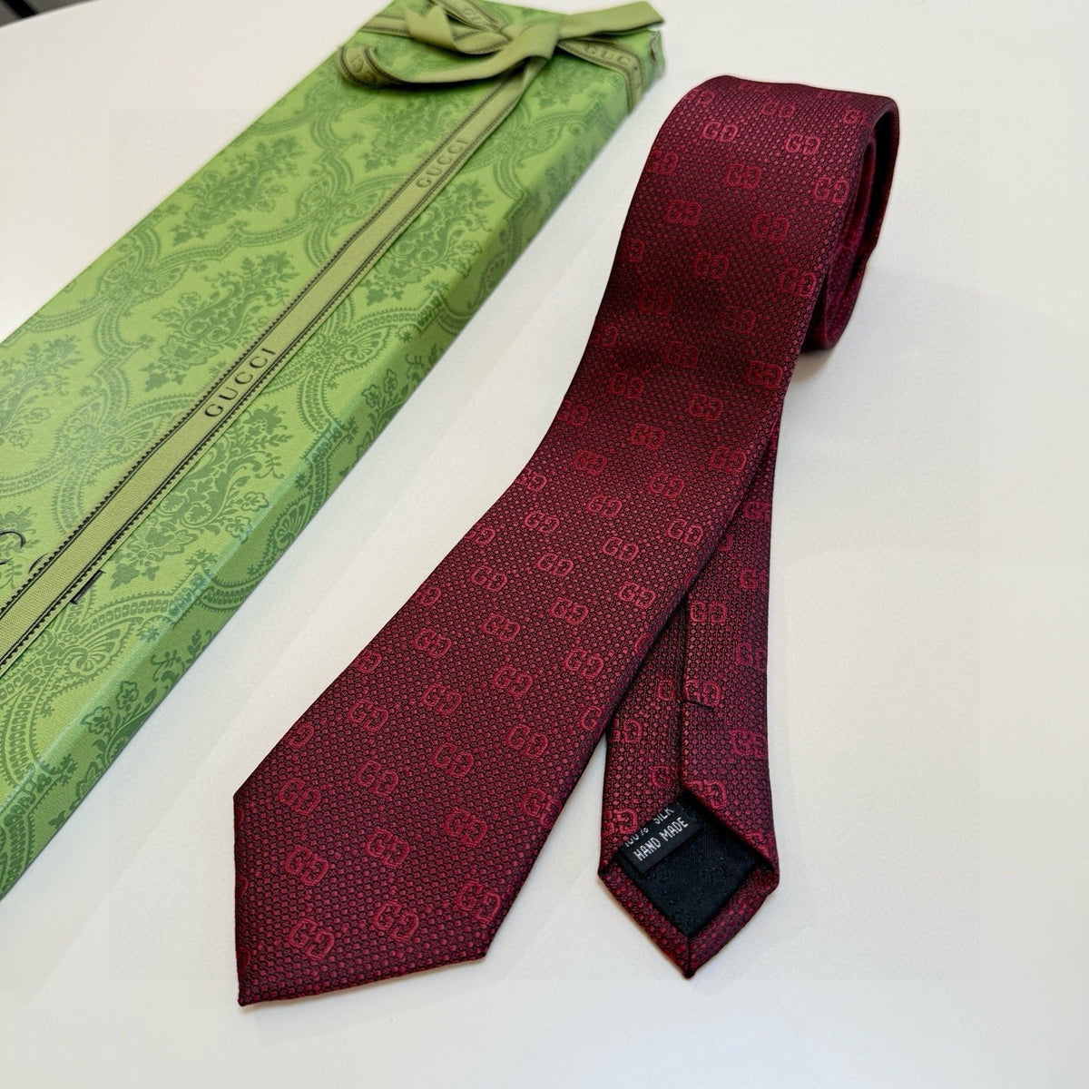 Gucci Style Men's GG Monogram Silk Tie - Detail Image 10