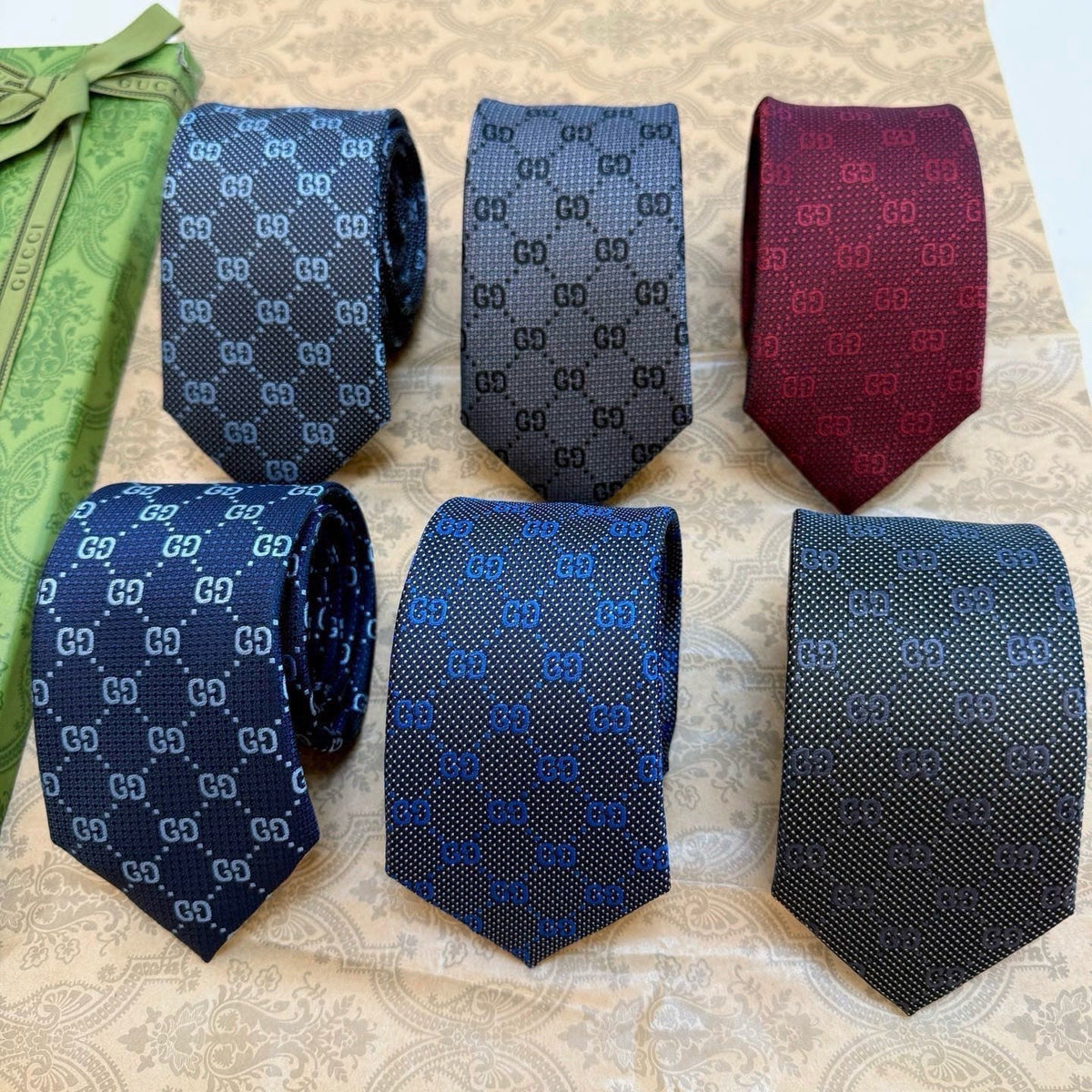 Gucci Style Men's GG Monogram Silk Tie - Main Image