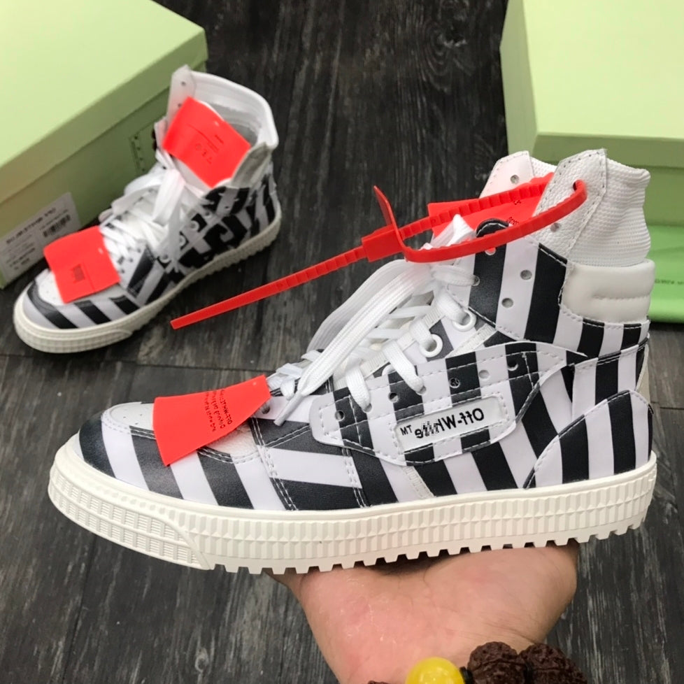 OFF-Whlte Arrow Logo Leather Sneakers #43 4-Bar