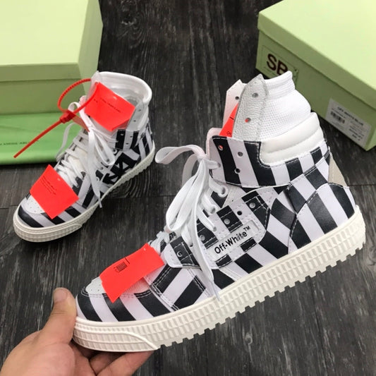 OFF-Whlte Arrow Logo Leather Sneakers #43 4-Bar