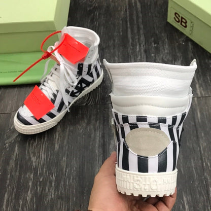 OFF-Whlte Arrow Logo Leather Sneakers #43 4-Bar