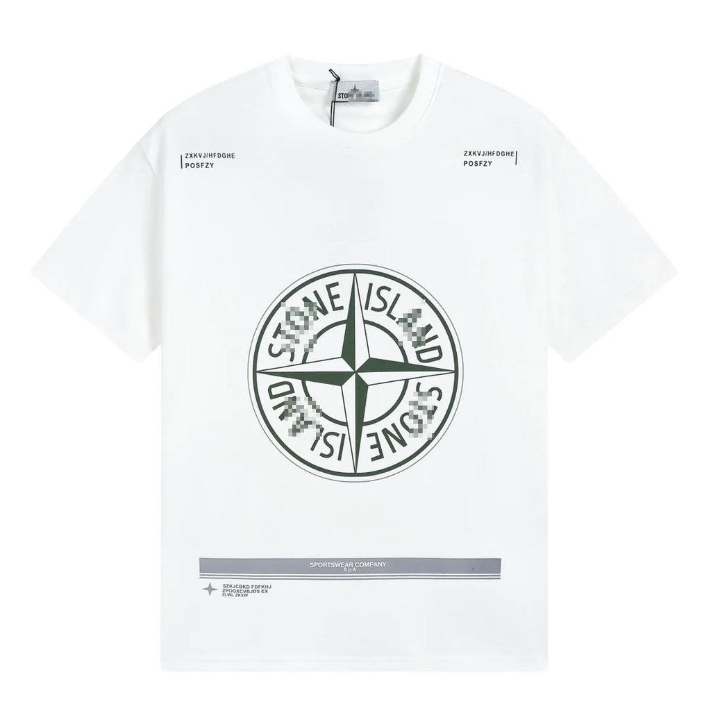 Stone Island Orange Technical Compass Cotton T-Shirt - White product detail view