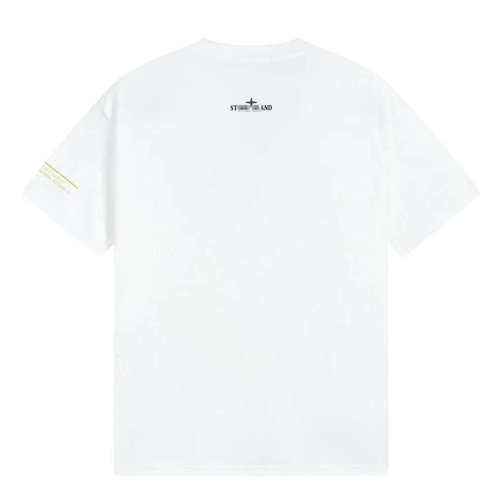 Stone Island Paint Splash Compass Graphic Cotton T-Shirt - White product detail view