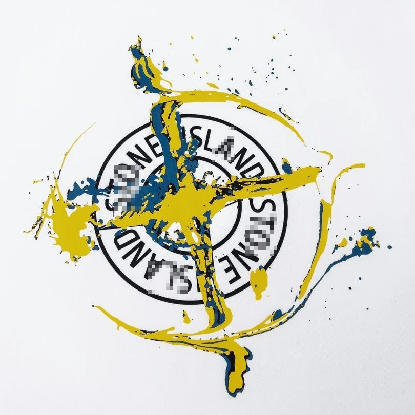 Stone Island Paint Splash Compass Graphic Cotton T-Shirt - Black product detail view
