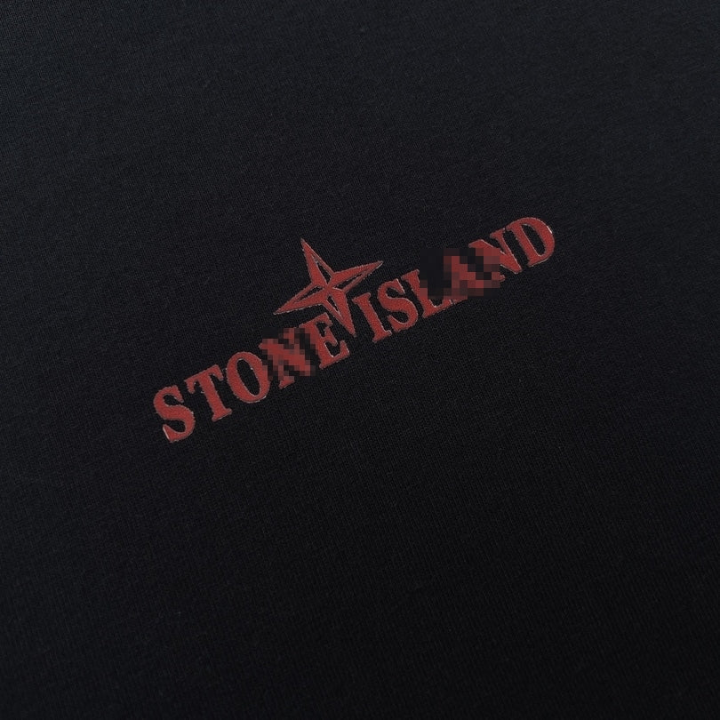 Stone Island Painterly Compass Back Graphic Cotton T-Shirt - Black product detail view