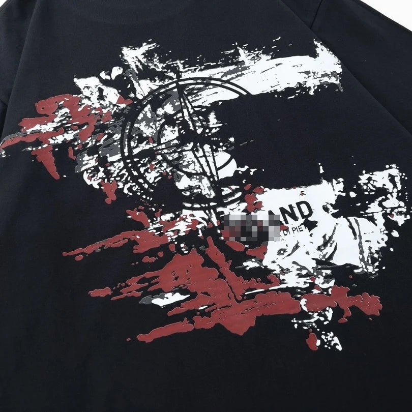 Stone Island Painterly Compass Back Graphic Cotton T-Shirt - Black product detail view
