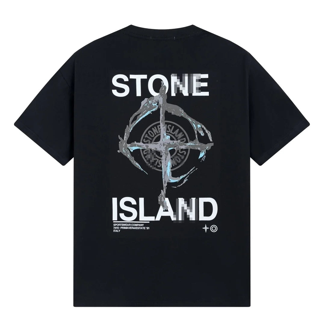 Stone Island Brushstroke Compass Back Graphic Cotton T-Shirt - White product detail view