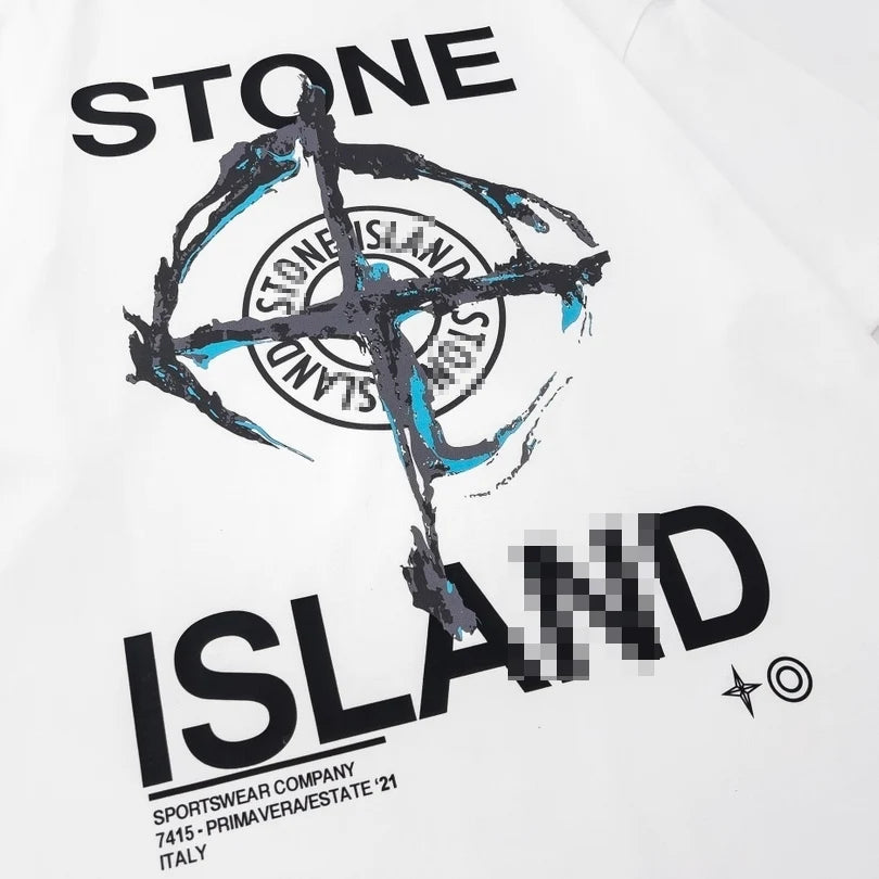 Stone Island Brushstroke Compass Back Graphic Cotton T-Shirt - Black product detail view