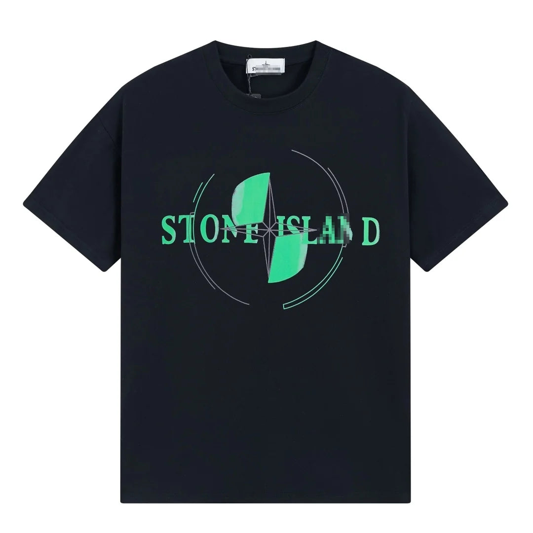 Stone Island Green Orbital Wordmark Cotton T-Shirt - White product detail view