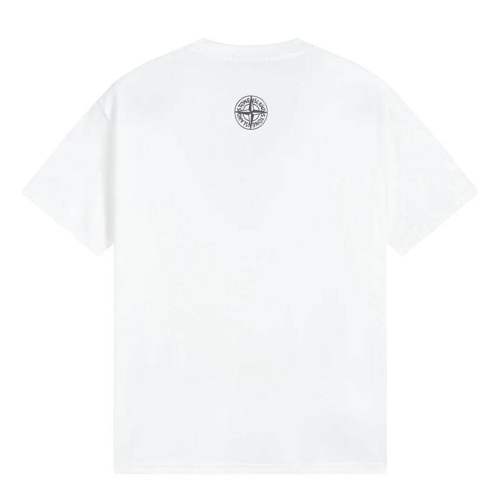 Stone Island Green Orbital Wordmark Cotton T-Shirt - White product detail view