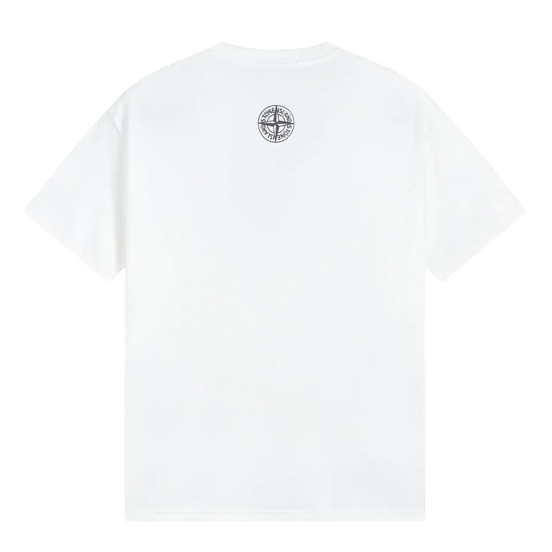 Stone Island Green Orbital Wordmark Cotton T-Shirt - White product detail view