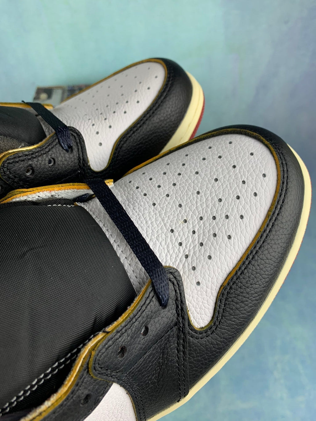 Air Jordan 1 High Black, White, and Red Unisex Sneakers BV1300-106 detail view 5