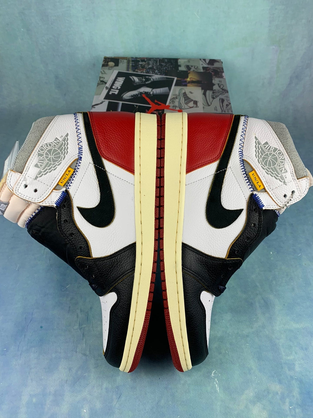 Air Jordan 1 High Black, White, and Red Unisex Sneakers BV1300-106 detail view 3