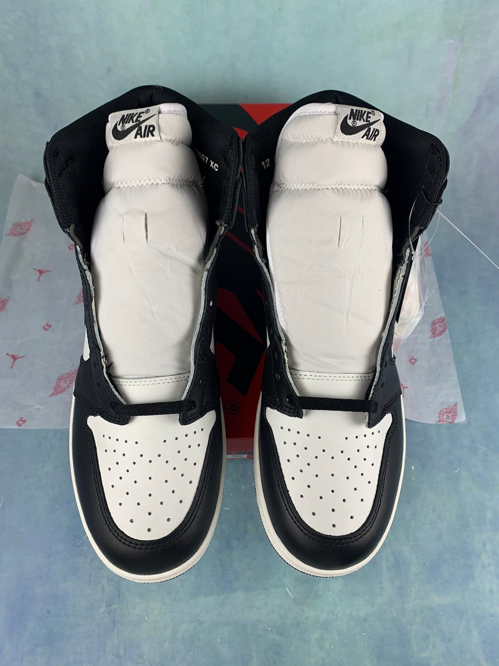 Air Jordan 1 High Black and White Panda 85 Unisex Sneakers BQ4422-001 Style 30 detail view 4
