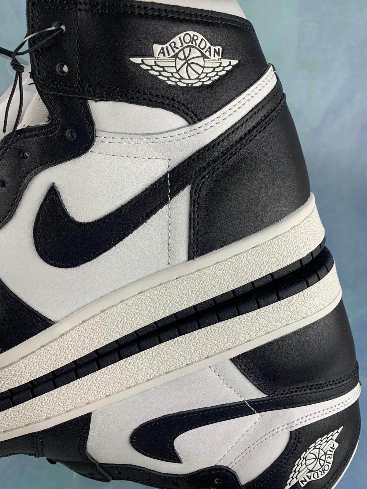 Air Jordan 1 High Black and White Panda 85 Unisex Sneakers BQ4422-001 Style 30 detail view 5