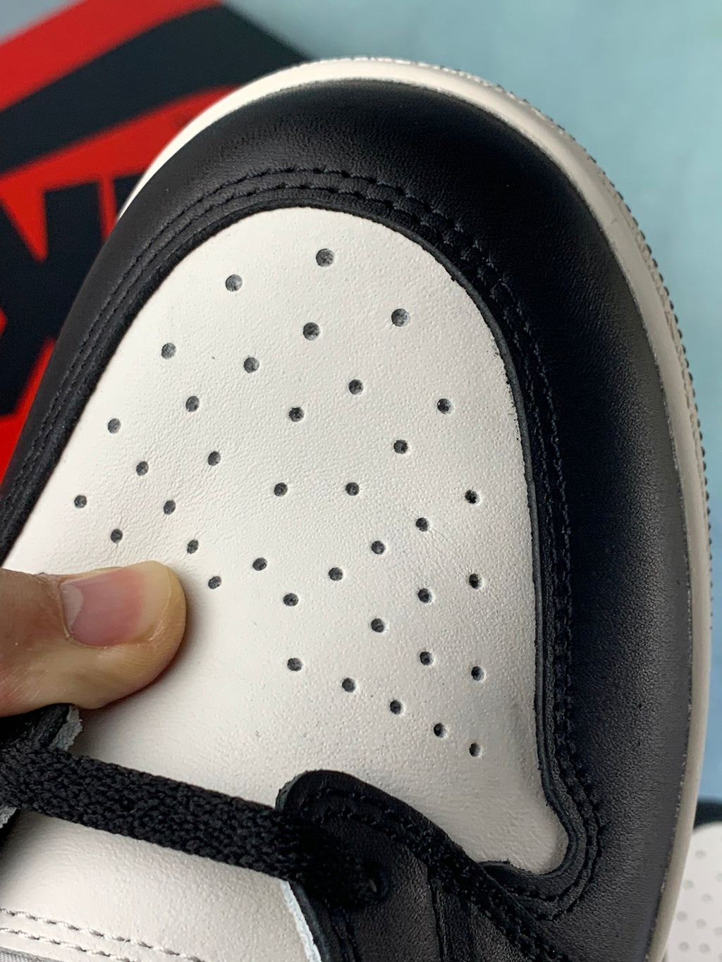 Air Jordan 1 High Black and White Panda 85 Unisex Sneakers BQ4422-001 Style 30 detail view 7