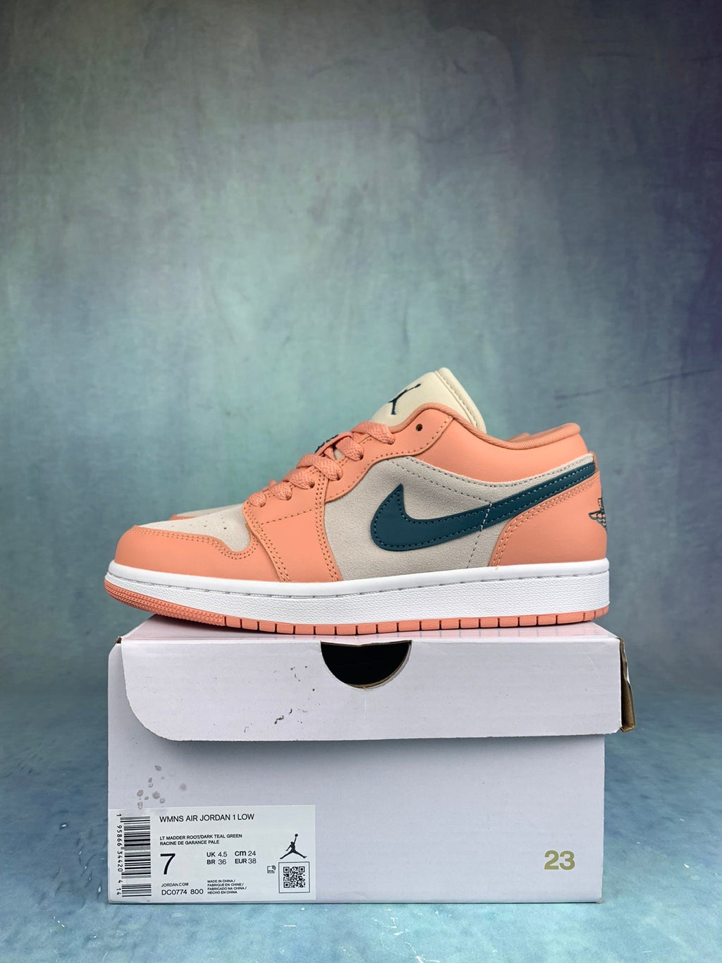 Air Jordan 1 Low Grey/Pink/Green Hook Unisex Sneakers DC0774-800 detail view 2