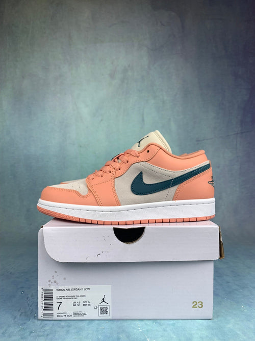 Air Jordan 1 Low Grey/Pink/Green Hook Unisex Sneakers DC0774-800 detail view 2