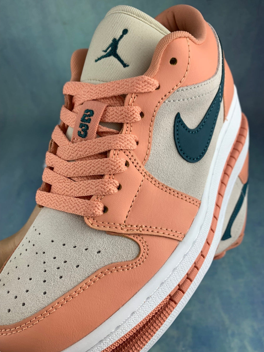Air Jordan 1 Low Grey/Pink/Green Hook Unisex Sneakers DC0774-800 detail view 6