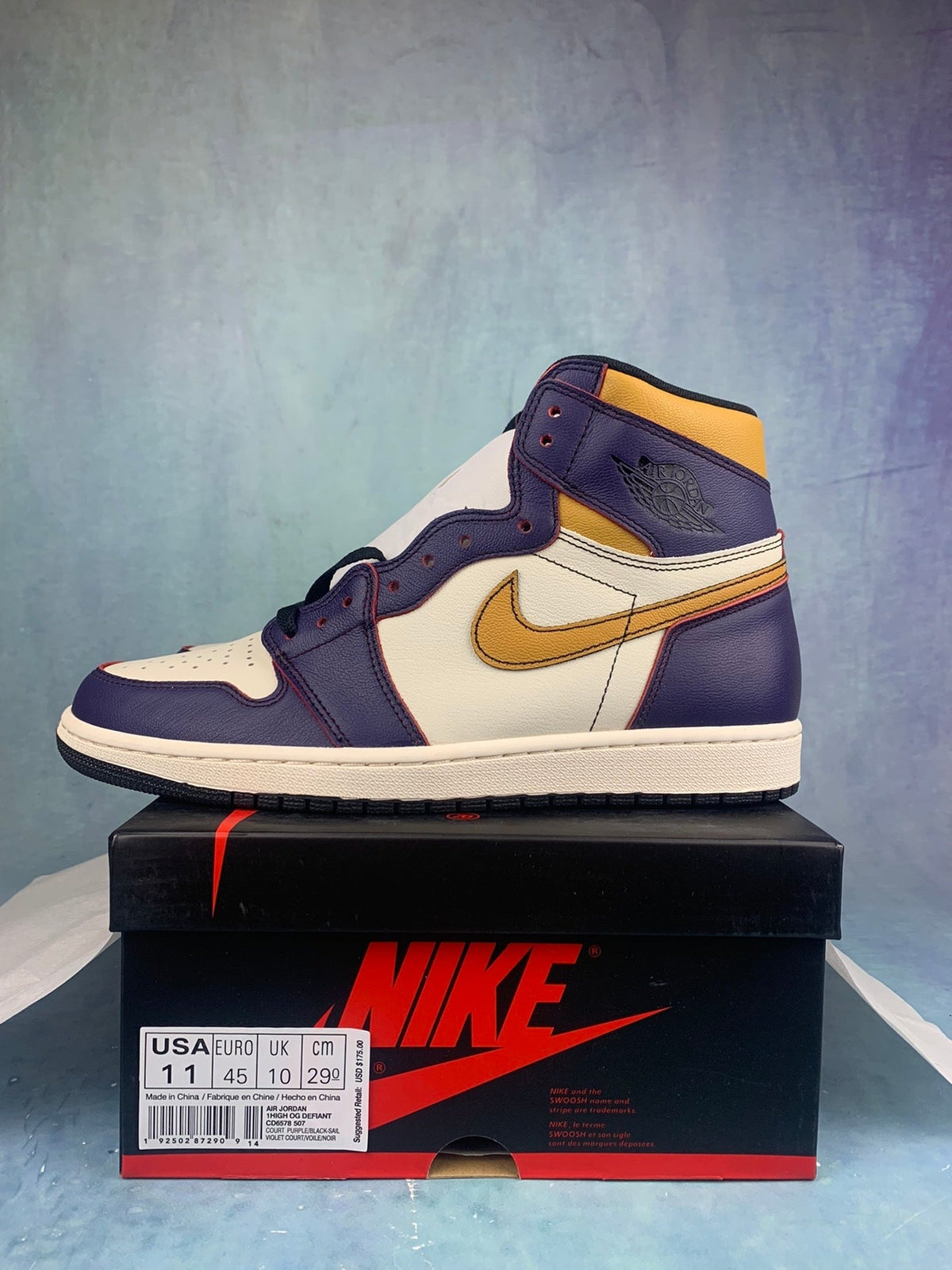 Air Jordan 1 High Lakers Purple Scratch-Off Unisex Sneakers CD6578-507 detail view 2