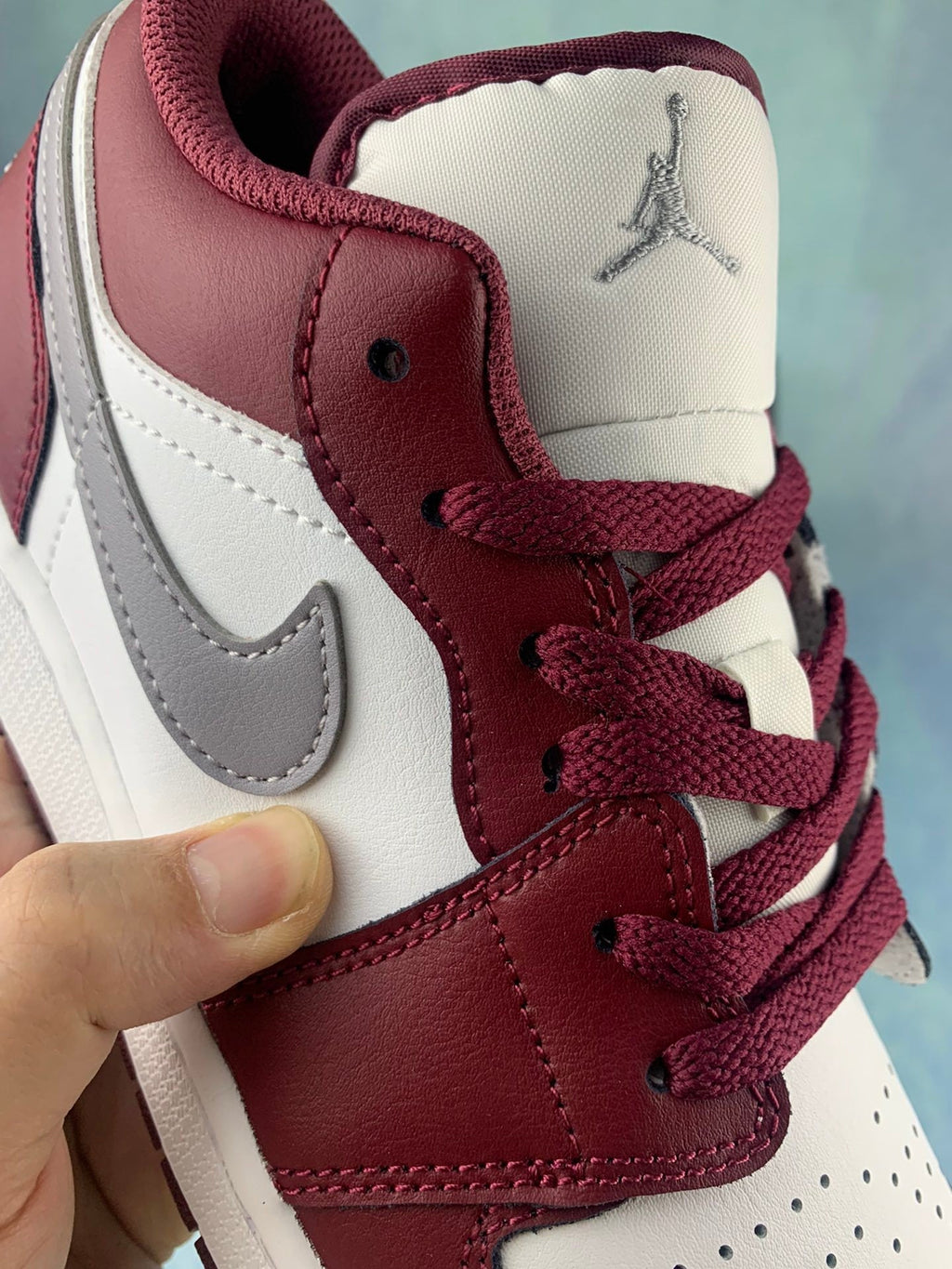 Air Jordan 1 Low Team Red/Metallic Silver 553558-615 Unisex Sneakers detail view 5