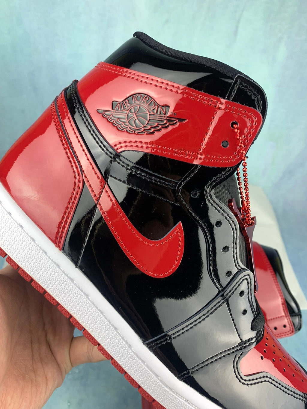 Air Jordan 1 High Bred Patent 555088-063 Unisex Sneakers detail view 4