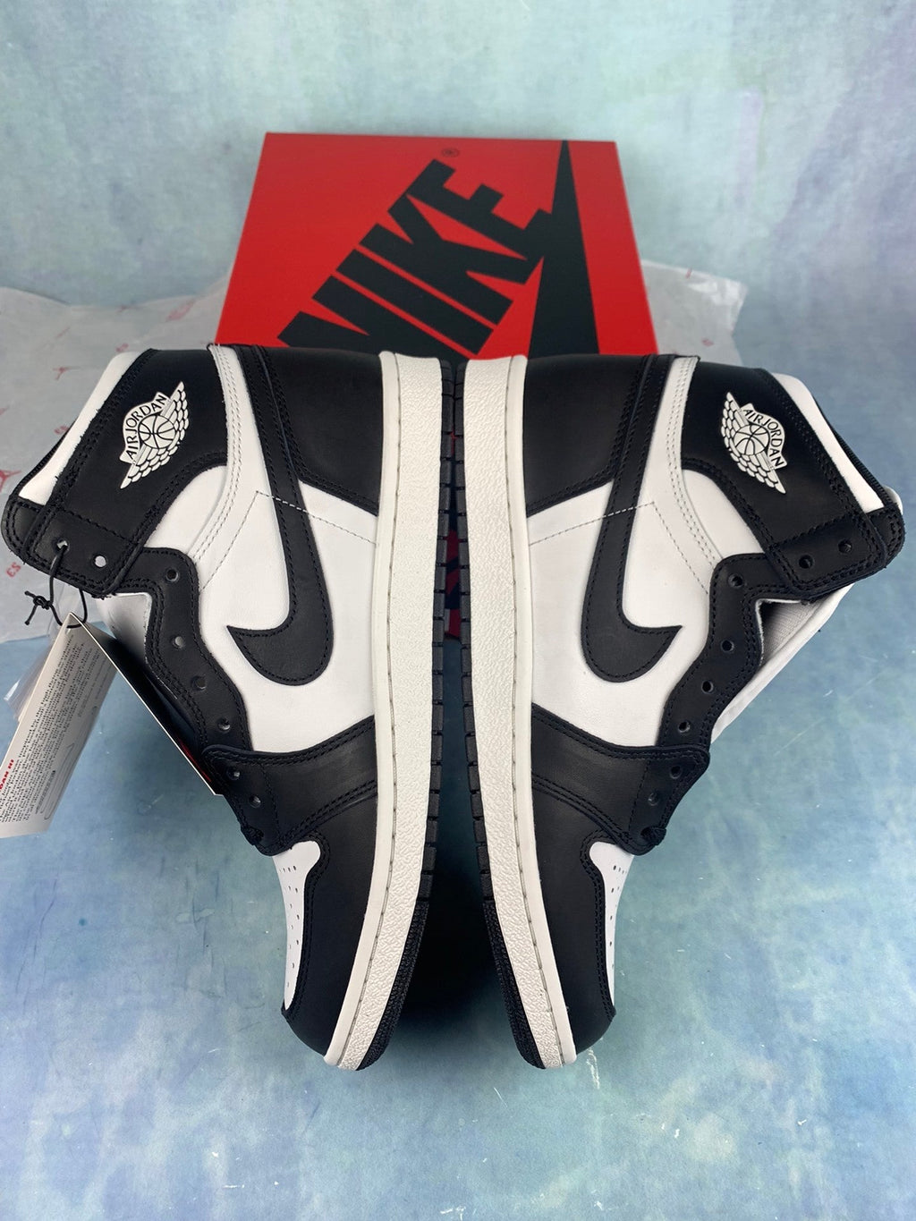 Air Jordan 1 High Black and White Panda 85 Unisex Sneakers BQ4422-001 Style 16 detail view 3