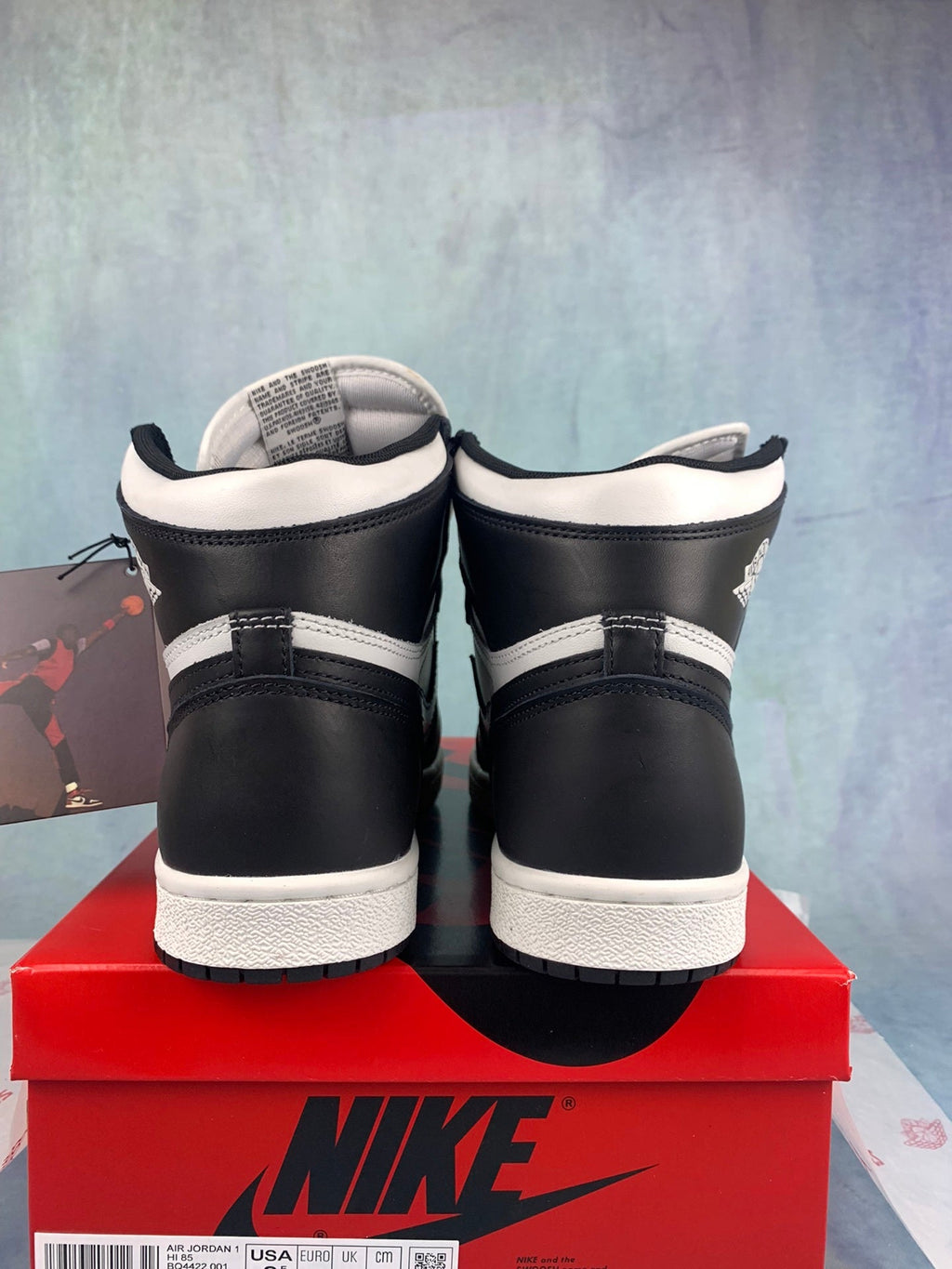 Air Jordan 1 High Black and White Panda 85 Unisex Sneakers BQ4422-001 Style 16 detail view 5