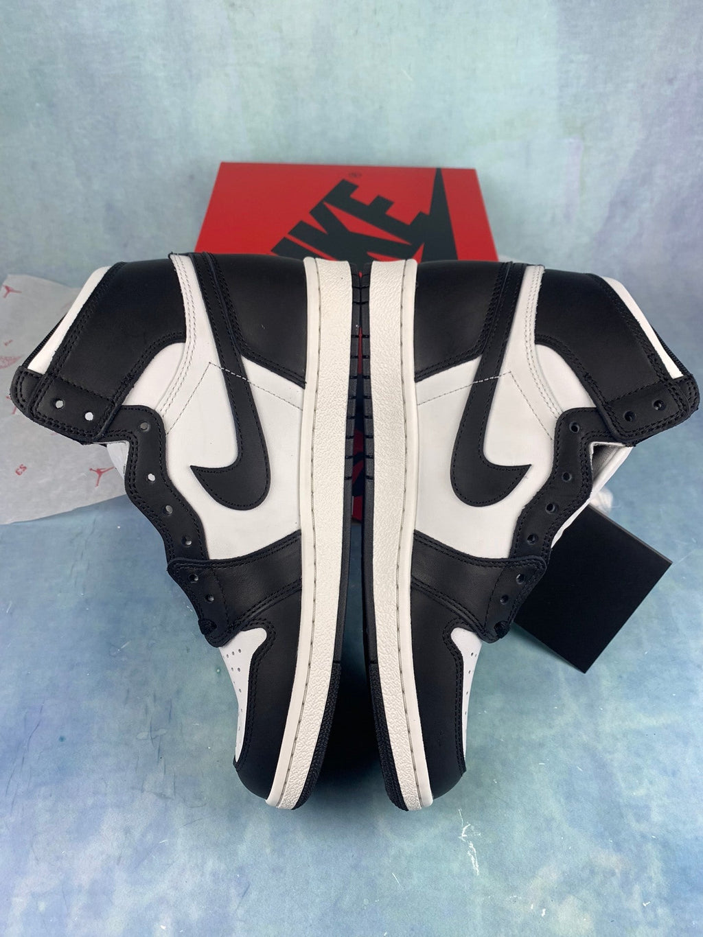 Air Jordan 1 High Black and White Panda 85 Unisex Sneakers BQ4422-001 Style 16 detail view 4