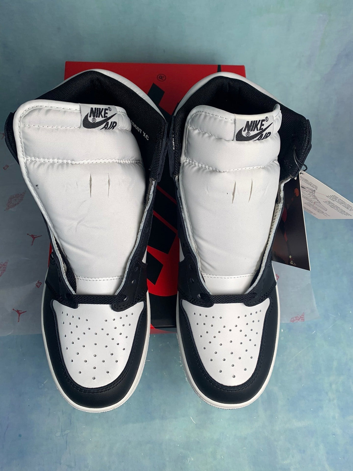 Air Jordan 1 High Black and White Panda 85 Unisex Sneakers BQ4422-001 Style 16 detail view 6