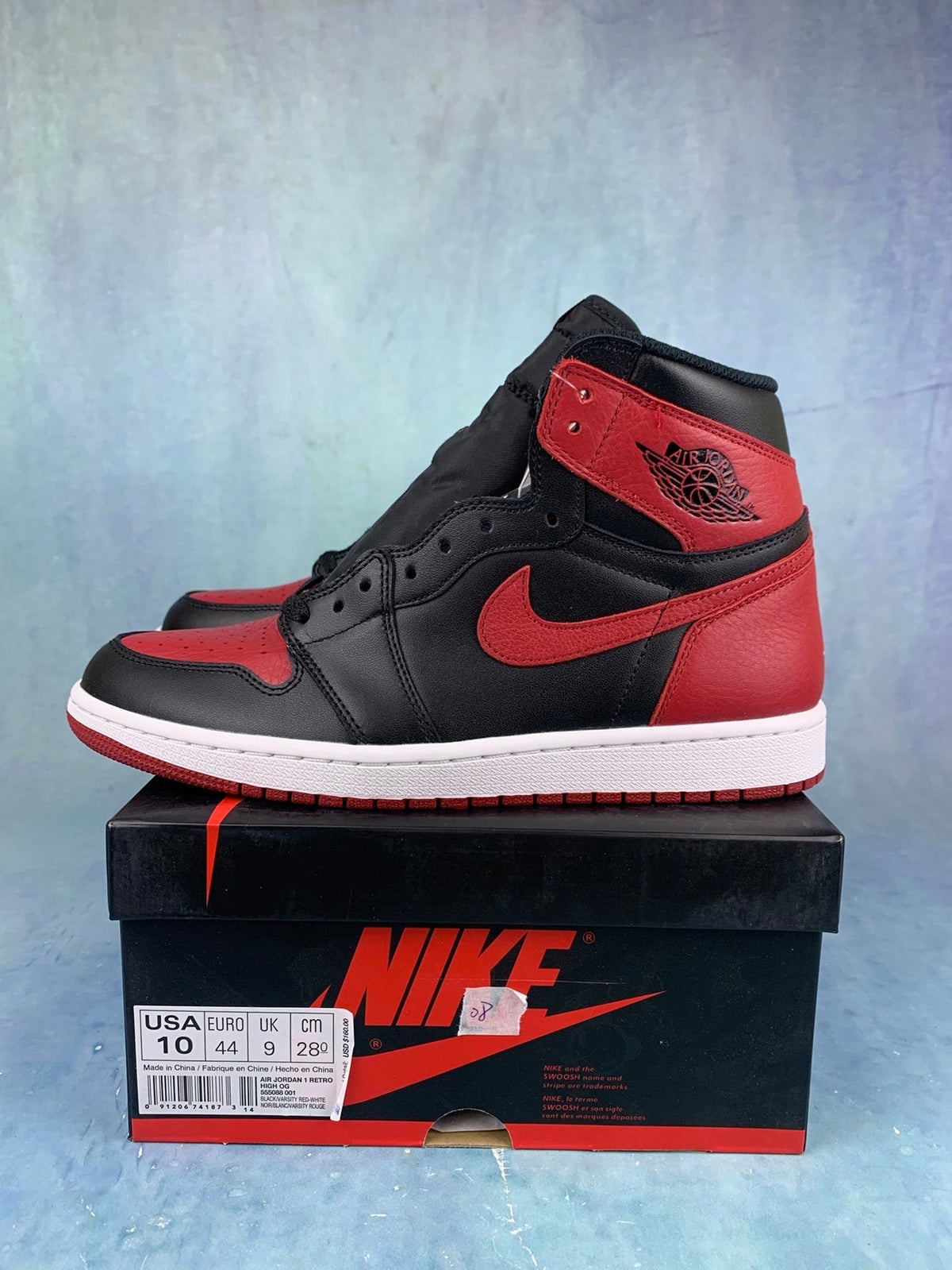 Air Jordan 1 High Banned Black/Red 555088-001 Unisex Sneakers detail view 2