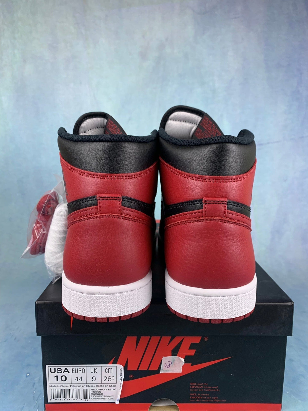 Air Jordan 1 High Banned Black/Red 555088-001 Unisex Sneakers detail view 6