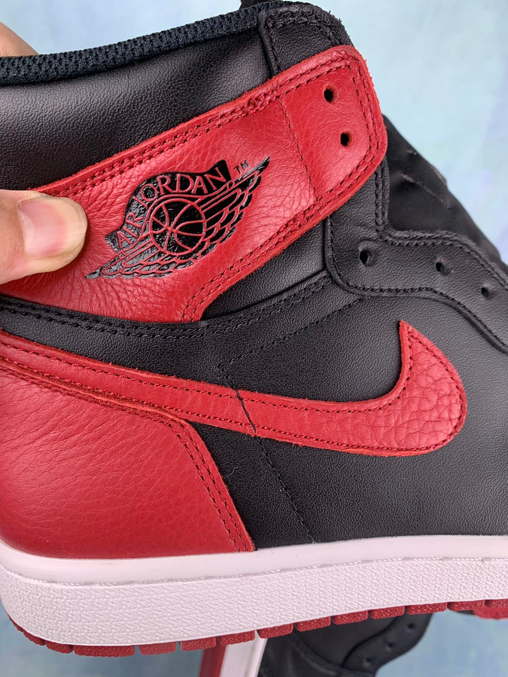 Air Jordan 1 High Banned Black/Red 555088-001 Unisex Sneakers detail view 7