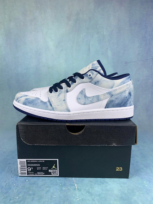 Air Jordan 1 Low Washed Denim Tie-Dye Unisex Sneakers CZ8455-100 detail view 2