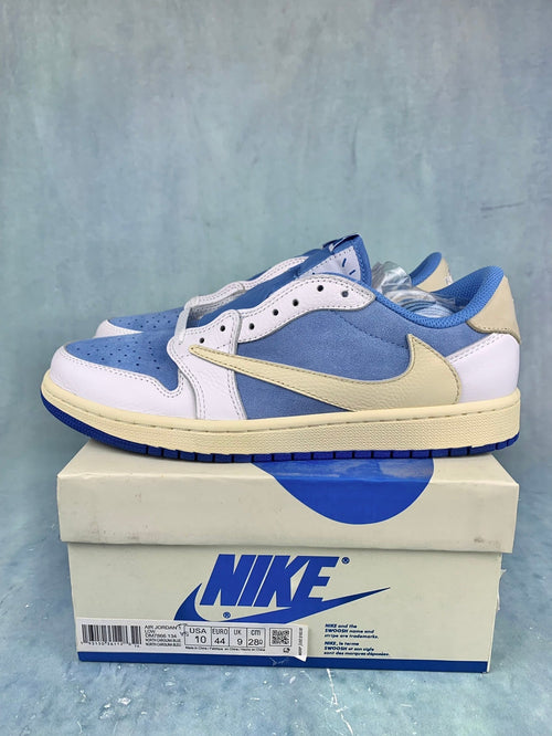 Air Jordan 1 Low White/Treasure Blue Unisex Sneakers DM7866-134 detail view 2