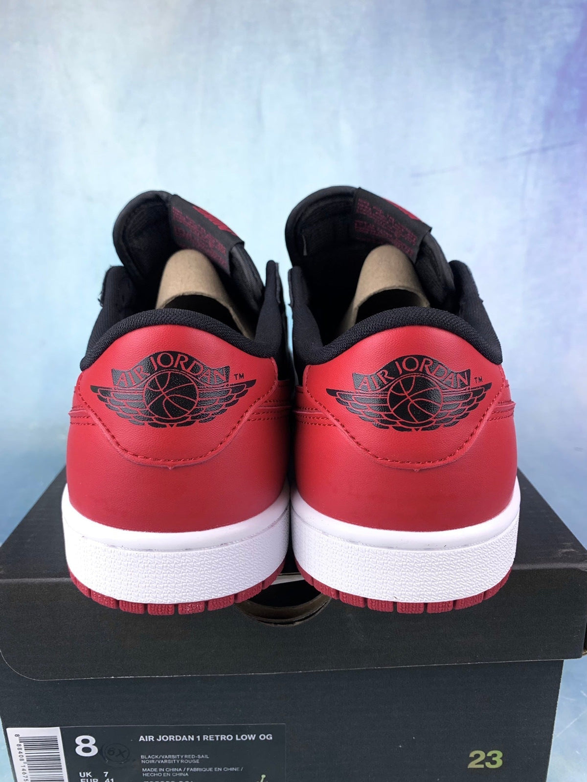 Air Jordan 1 Low Bred Black/Red 705329-001 Unisex Sneakers detail view 6