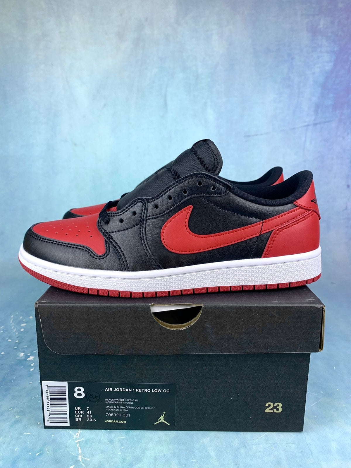 Air Jordan 1 Low Bred Black/Red 705329-001 Unisex Sneakers detail view 2
