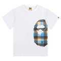 BAPE Blue Plaid Side Ape Head Men's T-Shirt - White